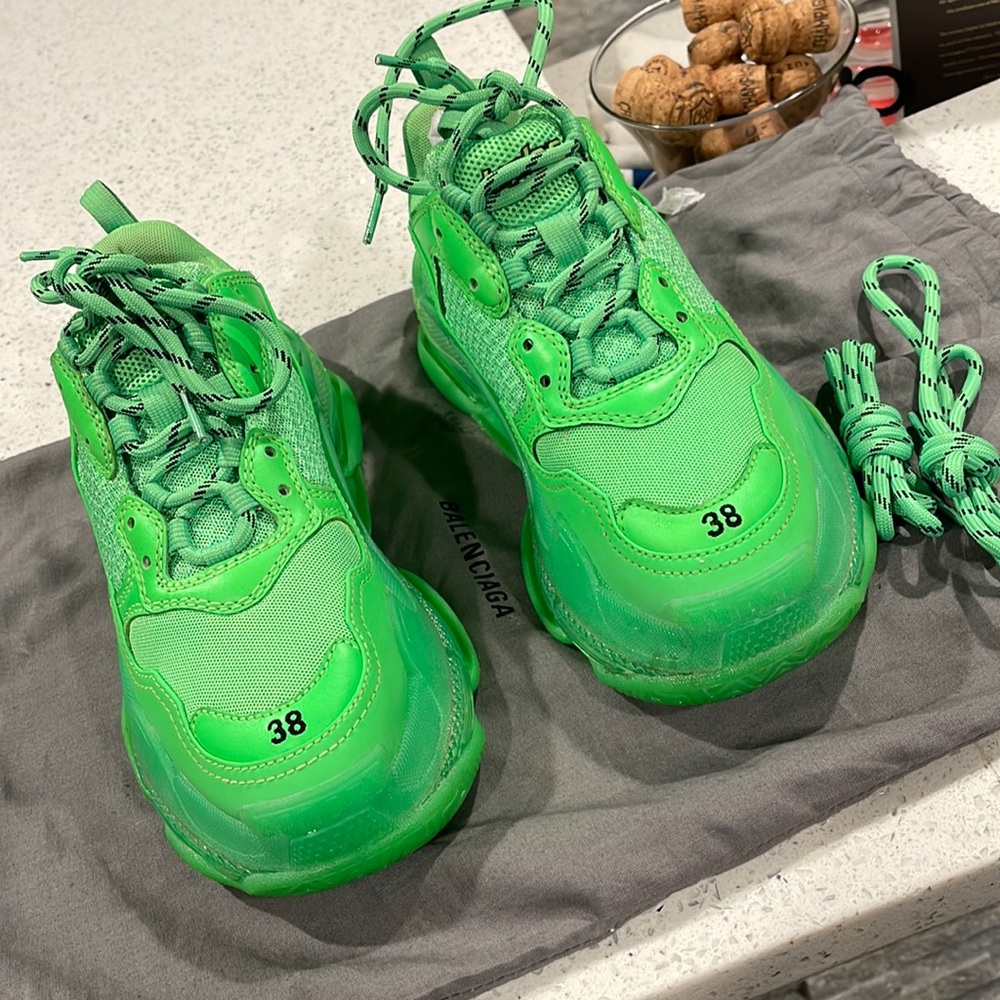 Woman’s balenciaga triple S size 8 neon green sneakers